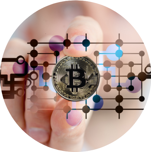 Un bitcoin numérique dans un cercle